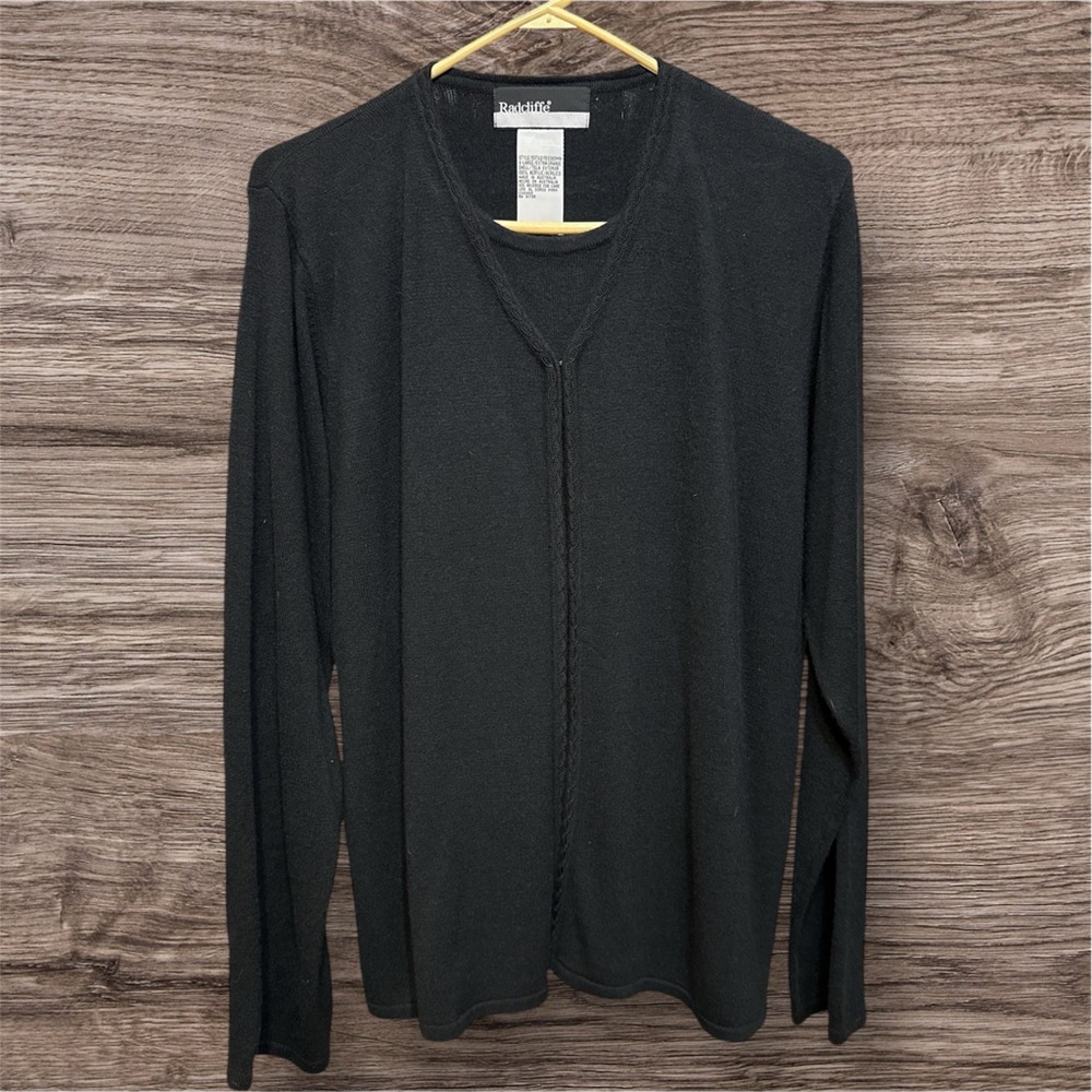 Classic Black Open-Front Cardigan